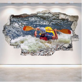 Vinilos 3d rafting kayak pared rota Vinilos 3d rafting kayak pared rota